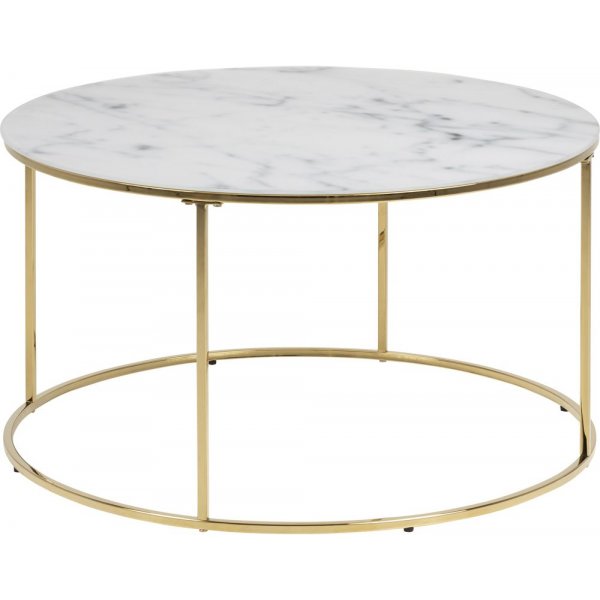 Bolton soffbord Ø80 cm - Vit marmor/guld