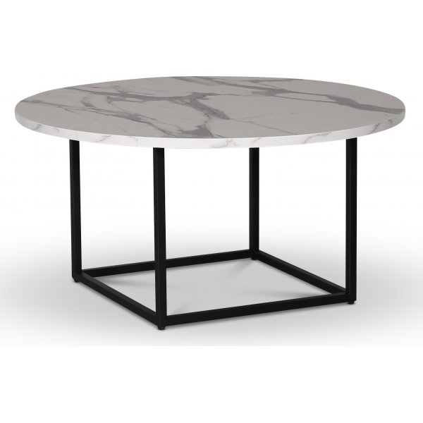 Sintorp runt soffbord 90 cm - Vit marmor (Exklusivt laminat)