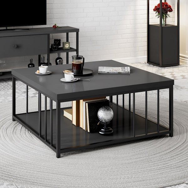 Table basse Zenn 90 x 90 cm - Anthracite/noir