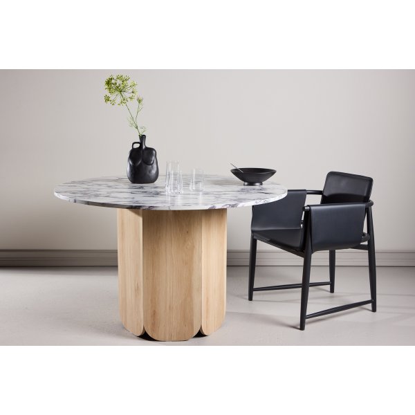 Matbord Tekla runt Ø120 cm - natur/calacatta Matbord Tekla runt Ø120 cm - natur/calacatta