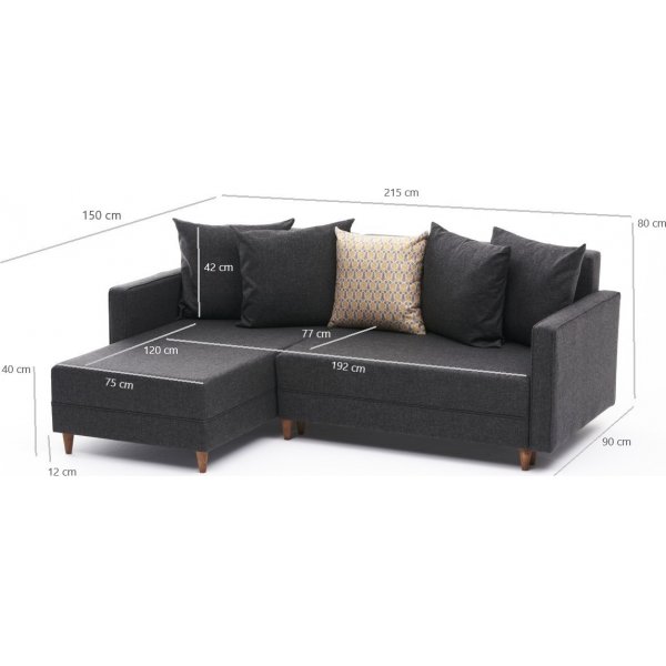 Aydam slaapbank links - Antraciet Aydam slaapbank links - Antraciet