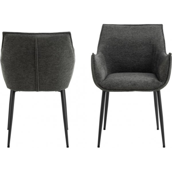 Bonita karmstol - Gr chenille/matt svart