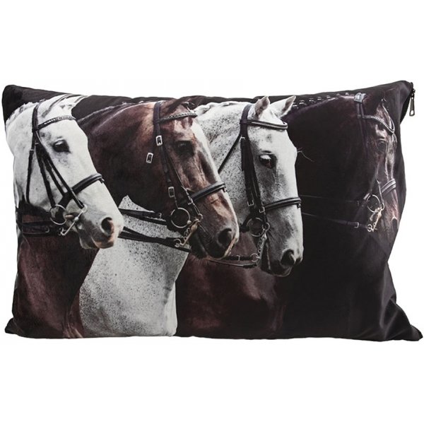 Knight kuddfodral med fransar 60x40 cm - Vit/Svart