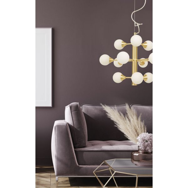 Plafonnier Cosmos / Laiton mat/blanc opale