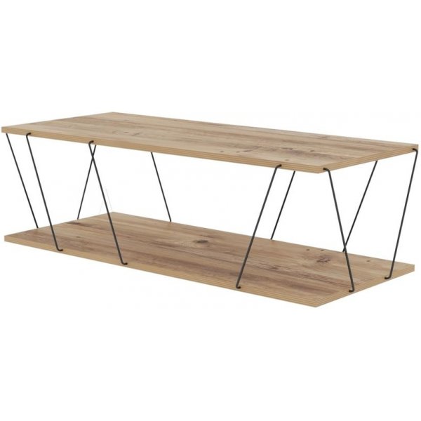 Table basse Labranda 120 x 50 cm - Pin/noir + Pieds de meubles Table basse Labranda 120 x 50 cm - Pin/noir + Pieds de meubles