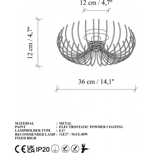 Karson taklampa Ø36 cm - Guld Karson taklampa Ø36 cm - Guld