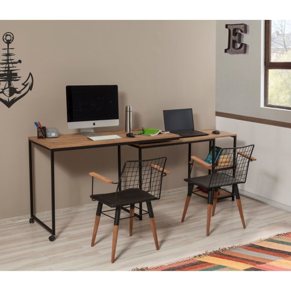 Bureau Bera 125x54,5 cm - Pin/noir