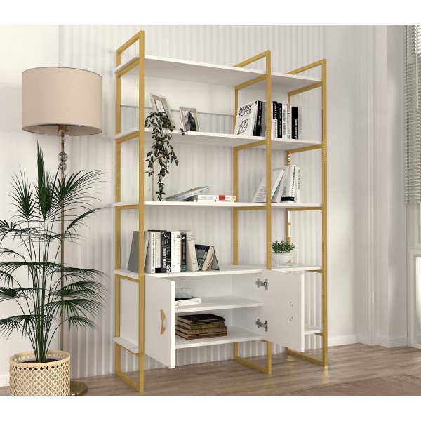 Bibliothèque Santana - Blanc/or Bibliothèque Santana - Blanc/or