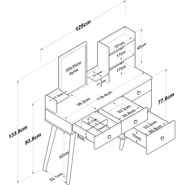 Bijou sminkbord 101 - Vit