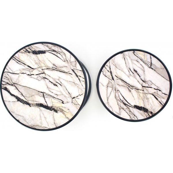 Table basse Mille Ø40/50 cm - Marbre blanc/noir Table basse Mille Ø40/50 cm - Marbre blanc/noir