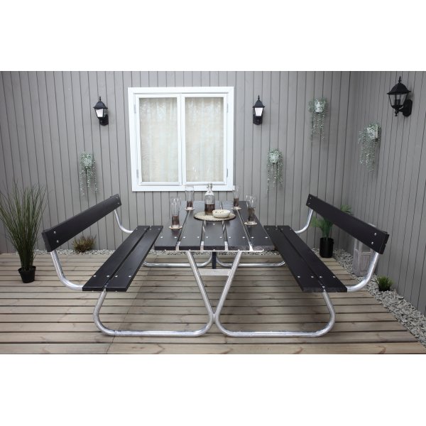 Stabiele bankenset met rugleuning - Zwart