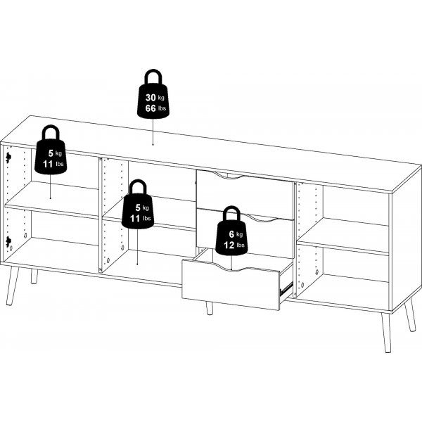 Buffet Oslo avec 3 armoires et 3 tiroirs - Blanc/chne
