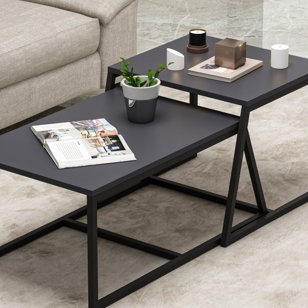 Table basse Pat 75/55 x 50/57 cm - Anthracite Table basse Pat 75/55 x 50/57 cm - Anthracite