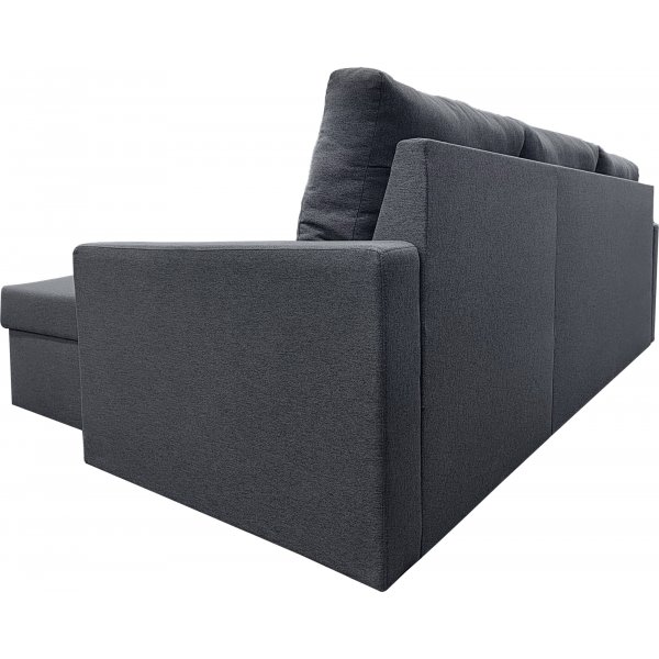 Bäddsoffa 220 cm bred mörkgrå med förvaring Bäddsoffa 220 cm bred mörkgrå med förvaring