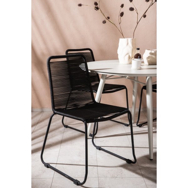 Lina utematgrupp med 4 st Lindos stolar - Beige/Svart Lina utematgrupp med 4 st Lindos stolar - Beige/Svart