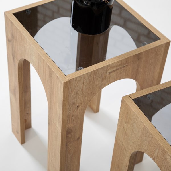 Seine bijzettafelset 35/35 x 35/35 cm - Donkergrijs/eiken Seine bijzettafelset 35/35 x 35/35 cm - Donkergrijs/eiken