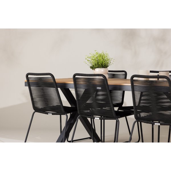 Garcia rektangulär matgrupp med 6 st Lindos stolar - Svart + 4.00 x Möbeltassar Garcia rektangulär matgrupp med 6 st Lindos stolar - Svart + 4.00 x Möbeltassar