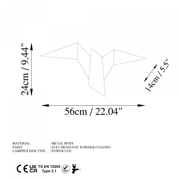 Pacali vägglampa 56 x 24 cm - Guld Pacali vägglampa 56 x 24 cm - Guld