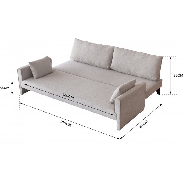 Slaapbank 210 cm beige - Bella + Vlekverwijderaar voor meubels Slaapbank 210 cm beige - Bella + Vlekverwijderaar voor meubels