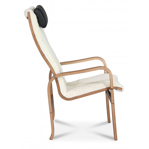 Fauteuil Fushion en peau de mouton scandinave clair de lune - Chne teint marron + Dtachant pour meubles