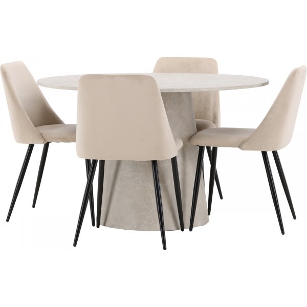 Matbord Lanzo med 4 st Night stolar - Beige/svart Matbord Lanzo med 4 st Night stolar - Beige/svart