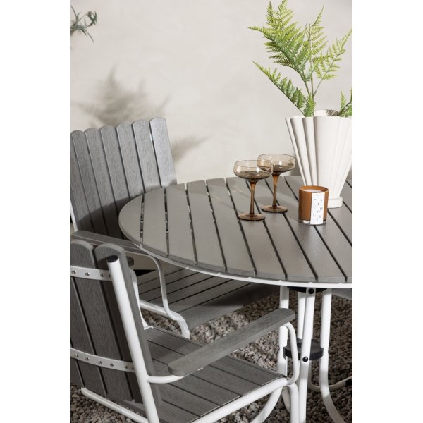 Ensemble de salle à manger d\\\'extérieur avec table et 4 chaises - Blanc/gris Ensemble de salle à manger d\\\'extérieur avec table et 4 chaises - Blanc/gris