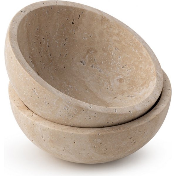 Skålar i beige Travertinmarmor - 2 delar Skålar i beige Travertinmarmor - 2 delar