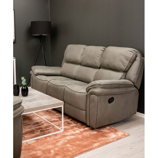 Canapé inclinable Riverdale - Canapé 3 places - Gris (microfibre) + Détachant pour meubles Canapé inclinable Riverdale - Canapé 3 places - Gris (microfibre) + Détachant pour meubles