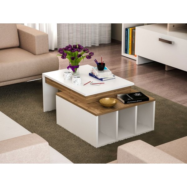 Kolarado soffbord 90 x 60 cm - Vit/valnöt Kolarado soffbord 90 x 60 cm - Vit/valnöt