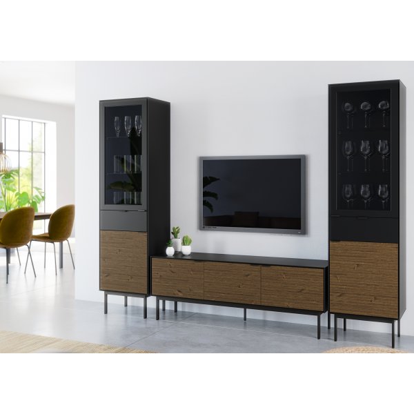 Soma vitrinekast met glazen deur - Zwart/espresso