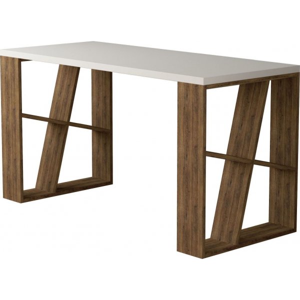 Honey skrivbord 140x60 cm - Vit/mrk ek