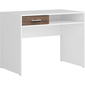 Nepo Plus bureau 100 x 59 cm - Wit/donker eiken