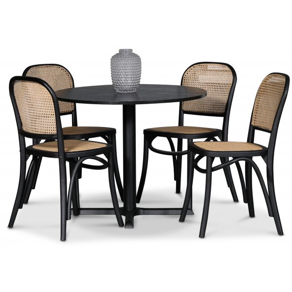 Table  manger Solano 90 cm - Frne teint noir