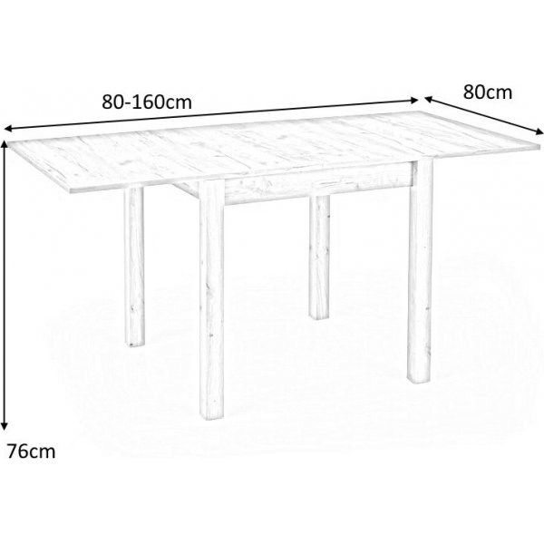 Table à manger Yaritza 80-160 cm - Blanc Table à manger Yaritza 80-160 cm - Blanc