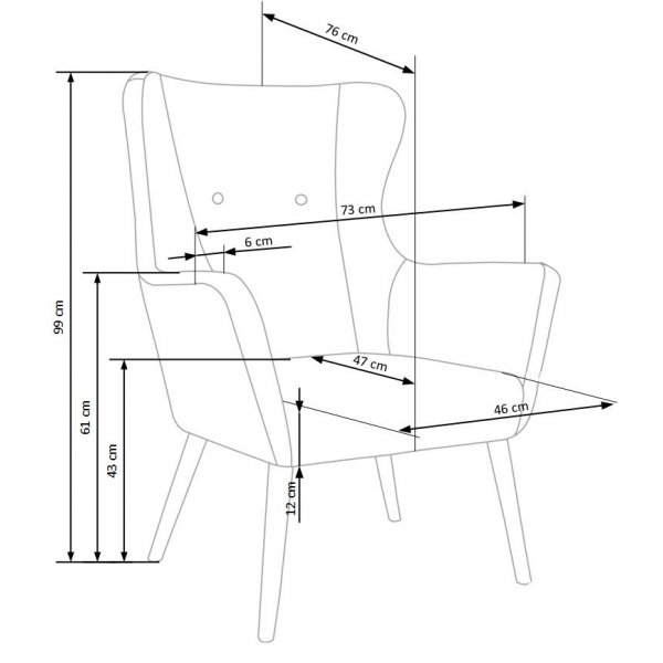 Lise öronlappsfåtölj - Blå (Tyg) / Trä Lise öronlappsfåtölj - Blå (Tyg) / Trä