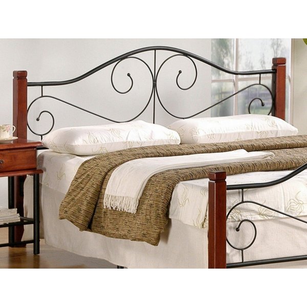 Litzy bedframe 140x200 cm - Antiek kersen/zwart