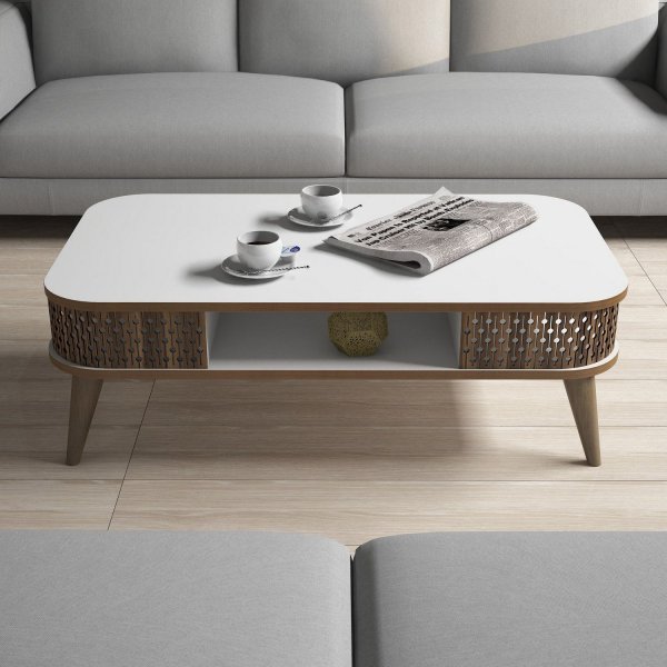Table basse Einar 105 x 60 cm - Blanc Table basse Einar 105 x 60 cm - Blanc