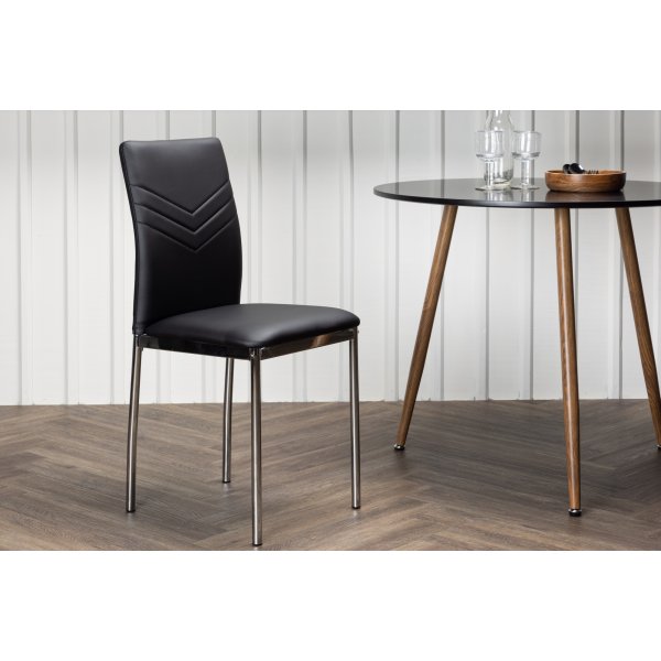 Chaise de salle à manger Lily - Noir PU/chrome Chaise de salle à manger Lily - Noir PU/chrome