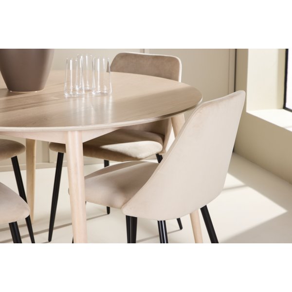 Matbord Flora med 4 st Night stolar - Beige/svart/whitewash + 4.00 x Stolsdyna Matbord Flora med 4 st Night stolar - Beige/svart/whitewash + 4.00 x Stolsdyna