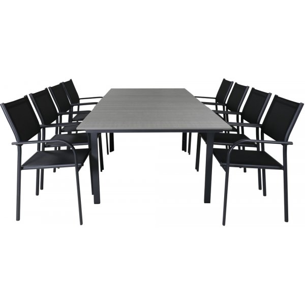 Levels utematgrupp med 8 st Santorini stolar - Svart/Grå Levels utematgrupp med 8 st Santorini stolar - Svart/Grå