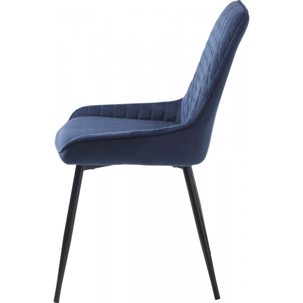 Chaise Carina en velours bleu motif losanges Chaise Carina en velours bleu motif losanges