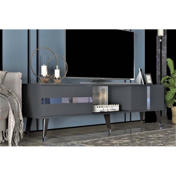 Vania TV-meubel - Antraciet/zilver Vania TV-meubel - Antraciet/zilver