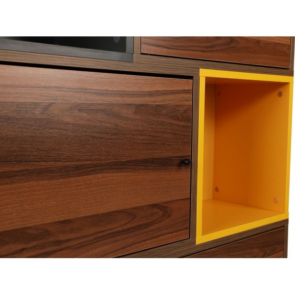 Bengo bokhylla - Valnt/antracit/gul