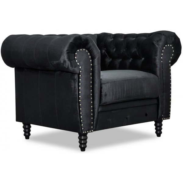 Fauteuil chesterfield Ashford - Velours noir Fauteuil chesterfield Ashford - Velours noir