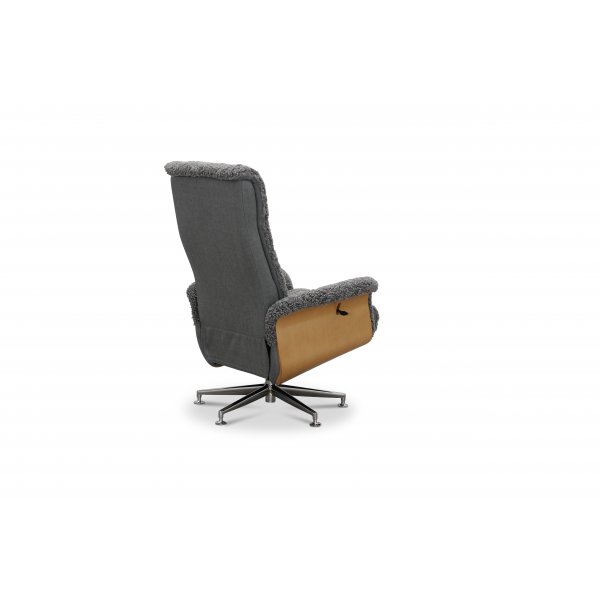 Reclinerftlj med fotpall i kta frskinn ek/grafitgr - Ulla