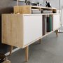 Banc mdia Char - Chne saphir/blanc