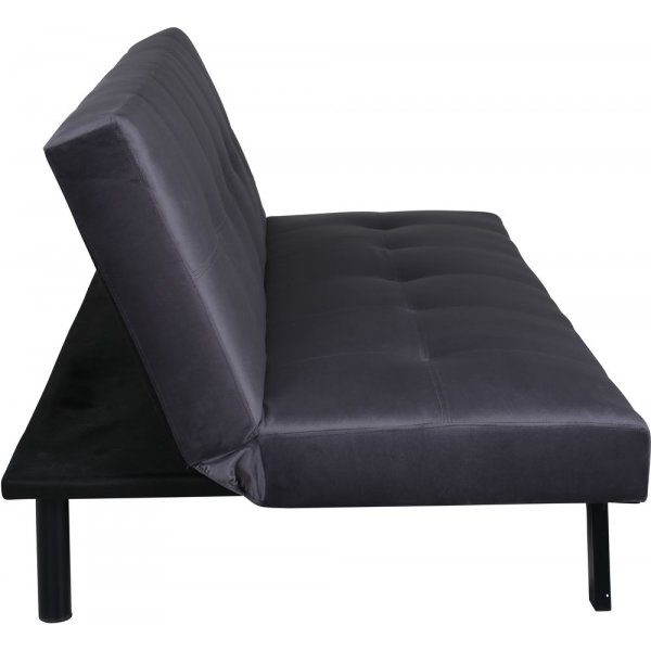 Bäddsoffa i mörkgrå sammet + Möbeltassar Bäddsoffa i mörkgrå sammet + Möbeltassar