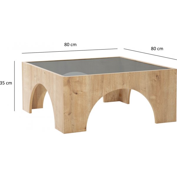 Table basse Seine 80 x 80 cm - Gris fonc/chne