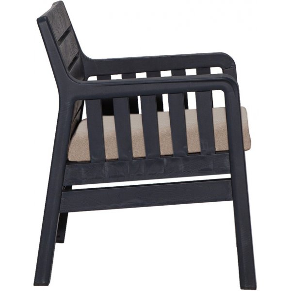 Groupe salon Lara avec 2 fauteuils et table - Anthracite Groupe salon Lara avec 2 fauteuils et table - Anthracite