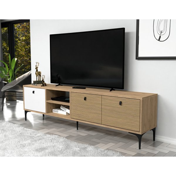 Meuble TV Vision - Blanc/chêne Meuble TV Vision - Blanc/chêne